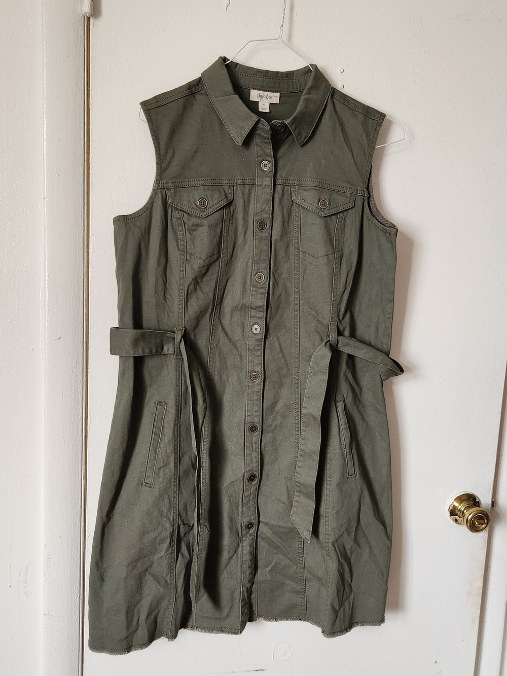 Style & Co Olive Green Utility Shirt Dress – Women's PL